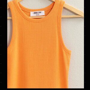 Ribbed Round Neck Tank Orange